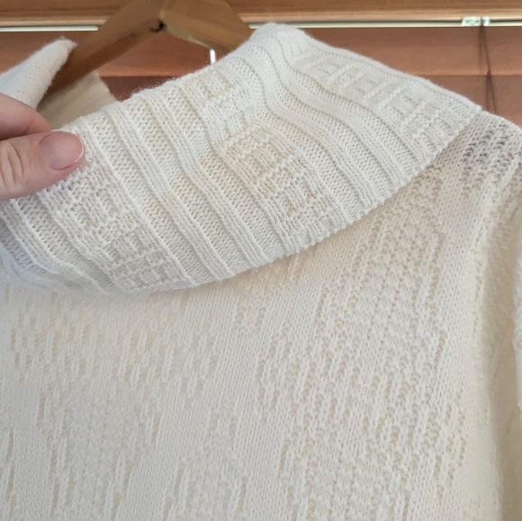 VINTAGE Talbott women's chunky turtleneck textured knit ivory sweater - Picture 6 of 7